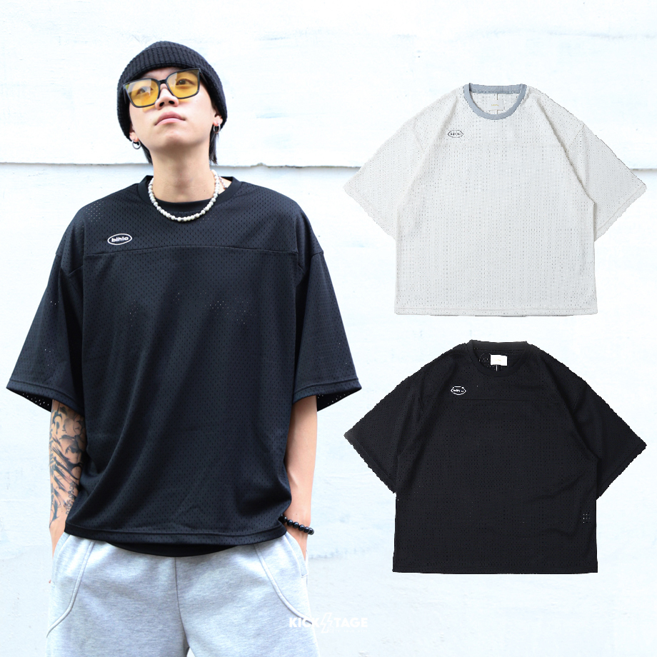 男款 BALLAHOLIC 日本街頭籃球品牌 米白 黑 網眼 透氣 運動 休閒 球衣【BLHL-008/BLHL-006】