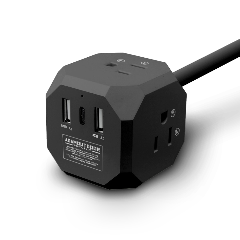ADAMOUTDOOR｜極限方塊PD氮化鎵35W多功能USB延長線 【黑】