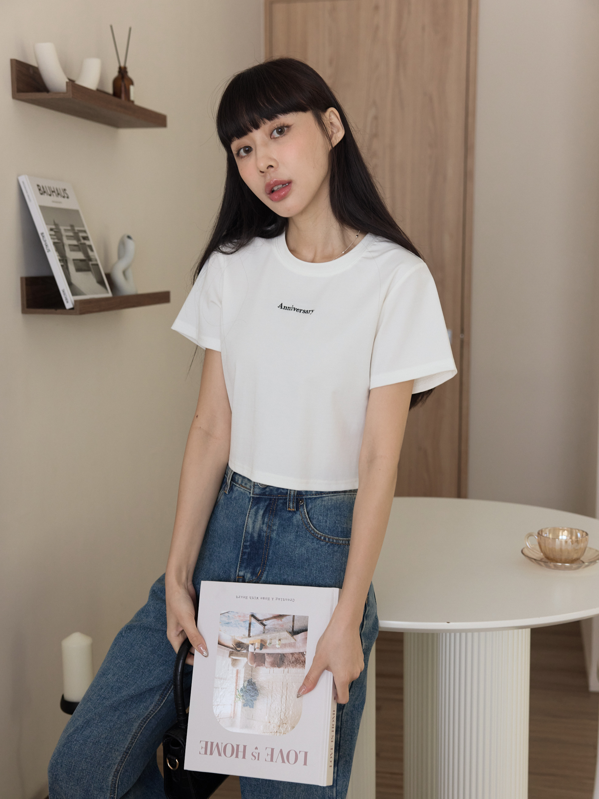 自訂 冰涼刺繡短版品牌tee