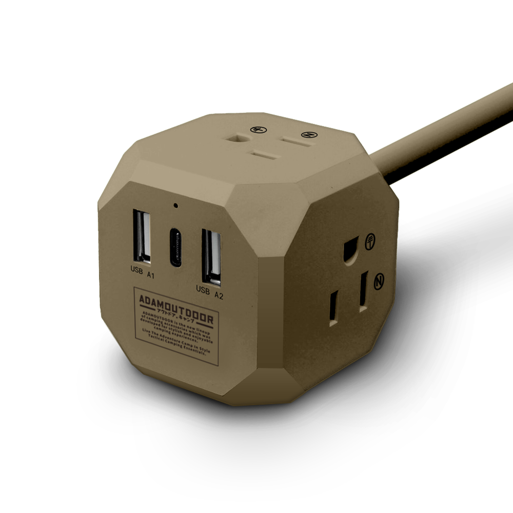 ADAMOUTDOOR｜極限方塊PD氮化鎵35W多功能USB延長線 沙漠色