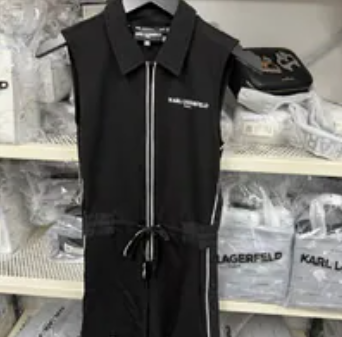 [S] KARL LAGERFELD BLACK TIPPED SLEEVELESS POLO ROMPER, L5TD7023-BLK (SKL1347)