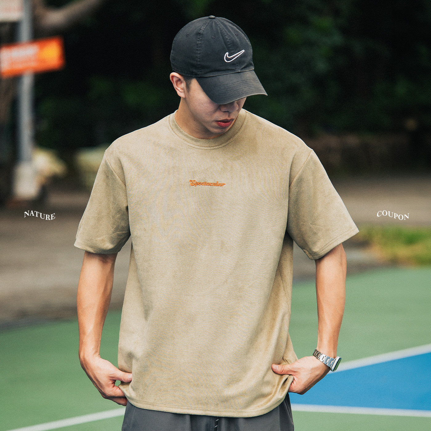 NATURE 麂皮刺繡小標短踢【MT7212】