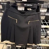 [S] KARL LAGERFELD BLACK PLEATED MINI SKIRT WITH ZIP DETAIL, L5BN9333-BLK (SKL1353)