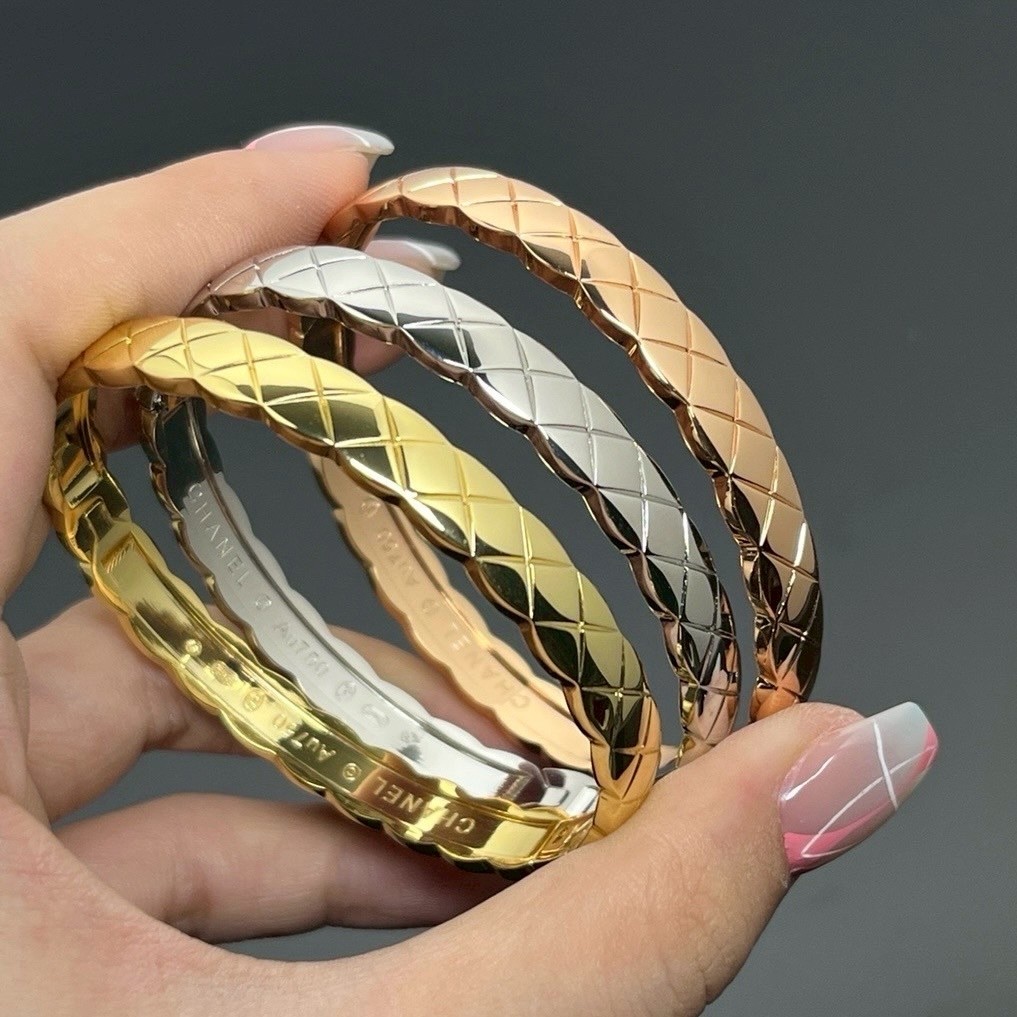 18k coco crush經典菱格寬光面”高奢定製手鐲