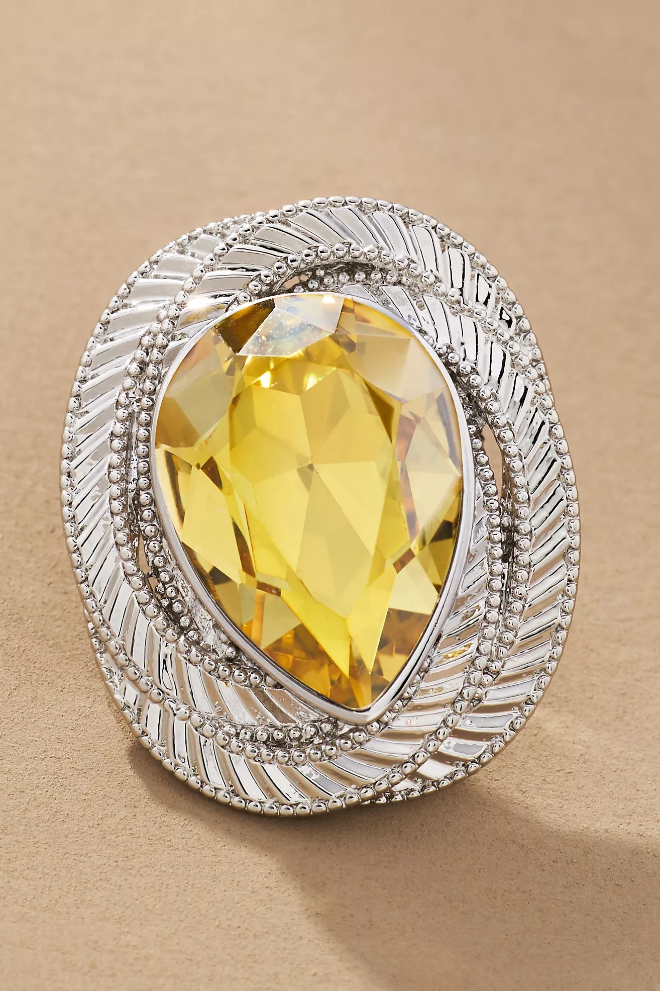 14K Gold Stone美國銀色黃寶石鑽耳環