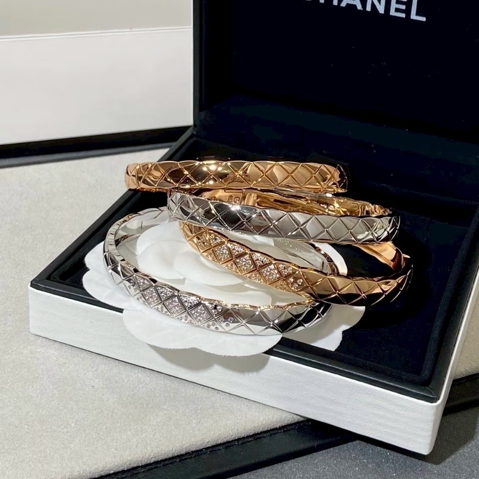 18k”coco crush經典菱格寬半鑽”高奢定製手鐲