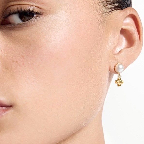 18k Pear River經典珍珠小老花三件組小墜”高奢定製