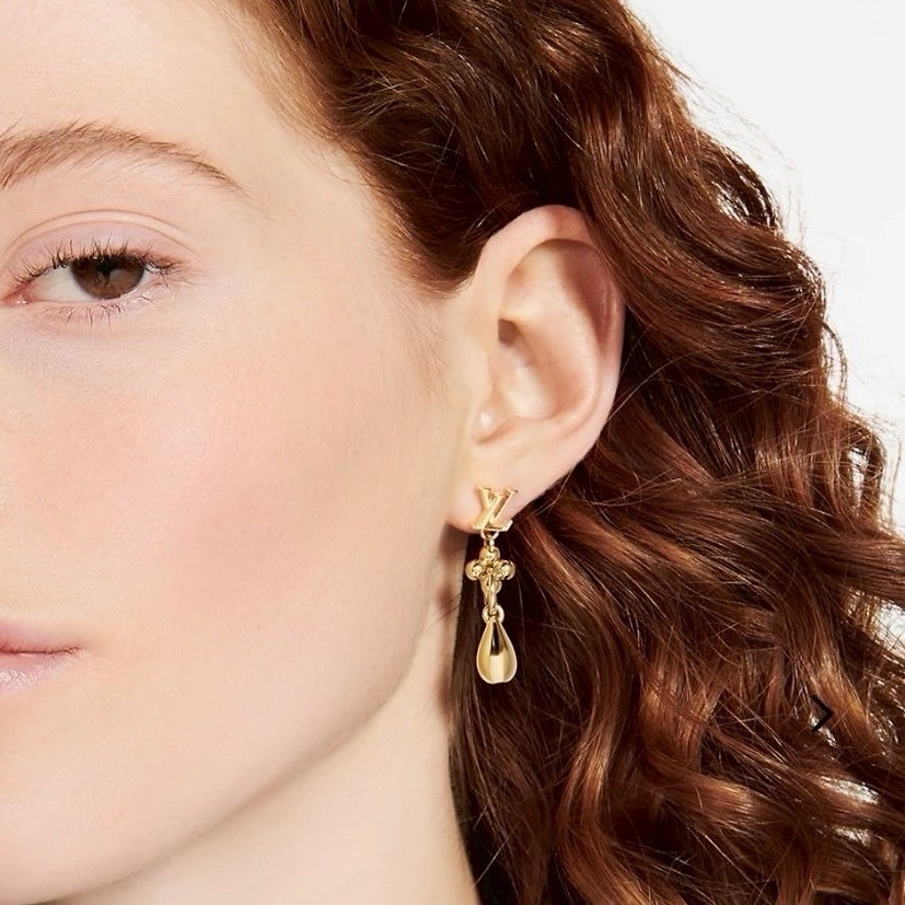 18k Flowergram老花英字墜滴吊墜”高奢定製耳環