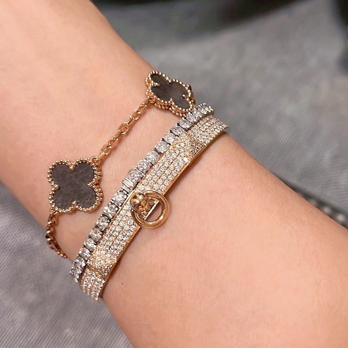 18k限定銀曜石四葉草”全五花高奢定製手鍊