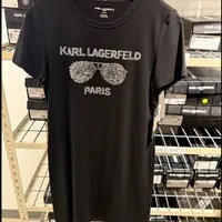 [S] KARL LAGERFELD BLACK/SILVER SUNGLASSES T-SHIRT DRESS, L1WD0018-BSV (SKL1355)