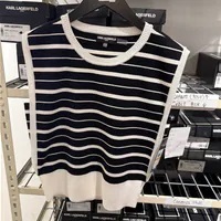 [S] KARL LAGERFELD BLACK STRIPED SWEATER VEST, L5BSZ719-BLW (SKL1356)
