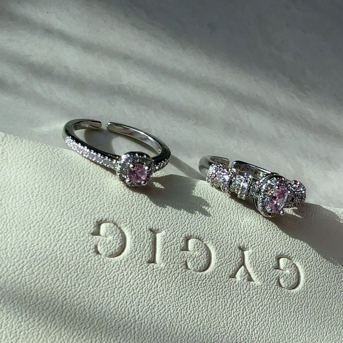 Gy高奢華透粉水鑽”白金公主夢幻方鑽/鵝蛋鑽戒系列