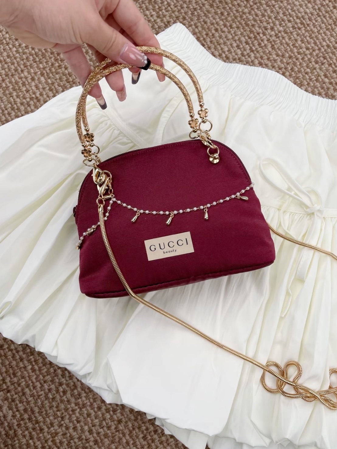 GUCCI 定制 珍珠 小香 編織 貝殼收納包