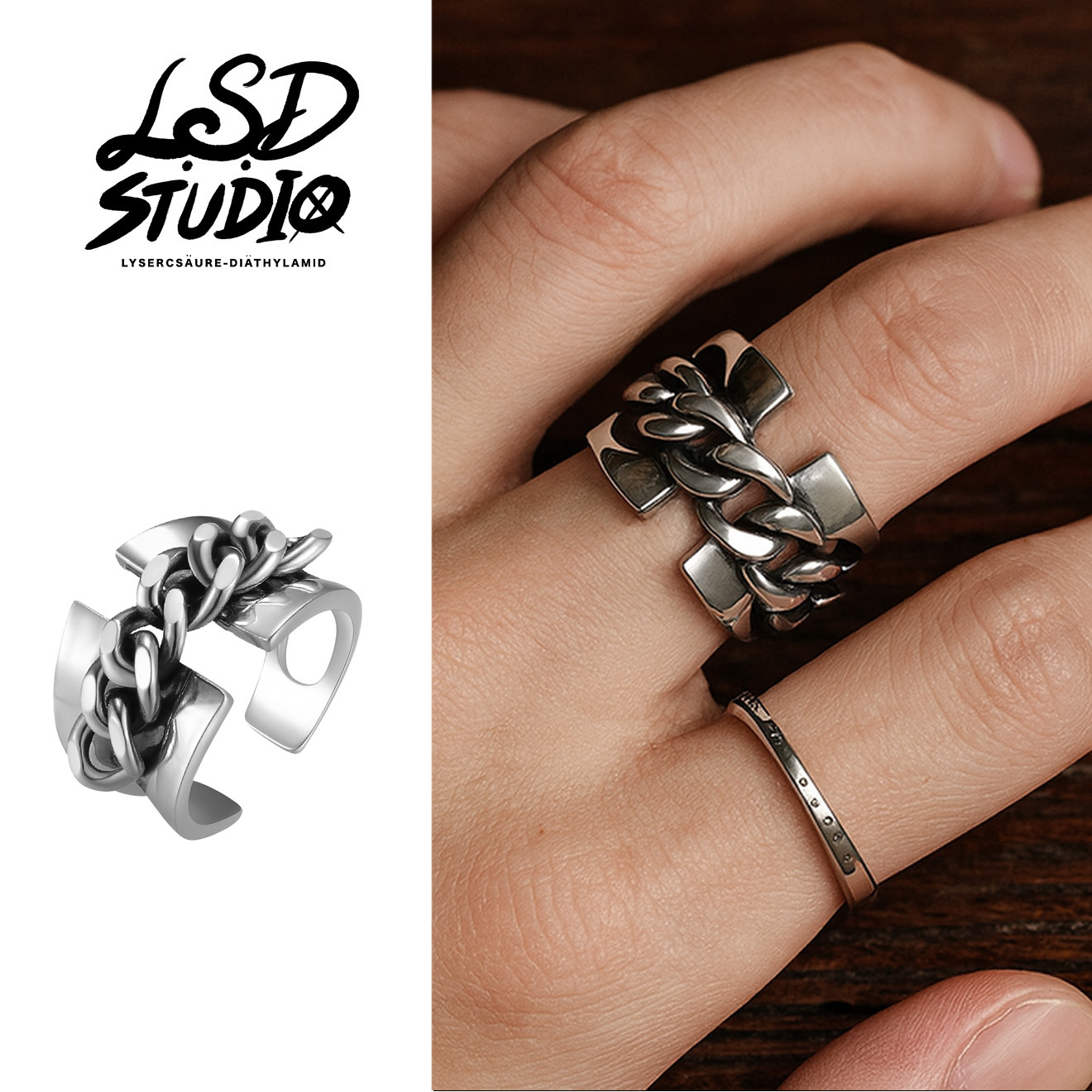 【ACCY77】裂鏈重金屬開口設計戒指7