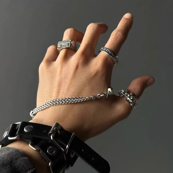 【ACCY77】裂鏈重金屬開口設計戒指7