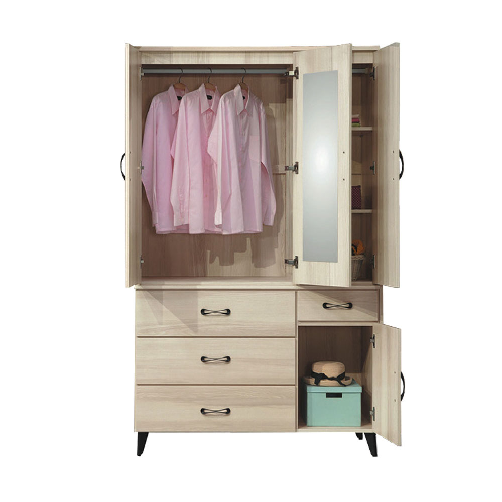 美娜4尺四門四抽衣櫃(雙吊桿)