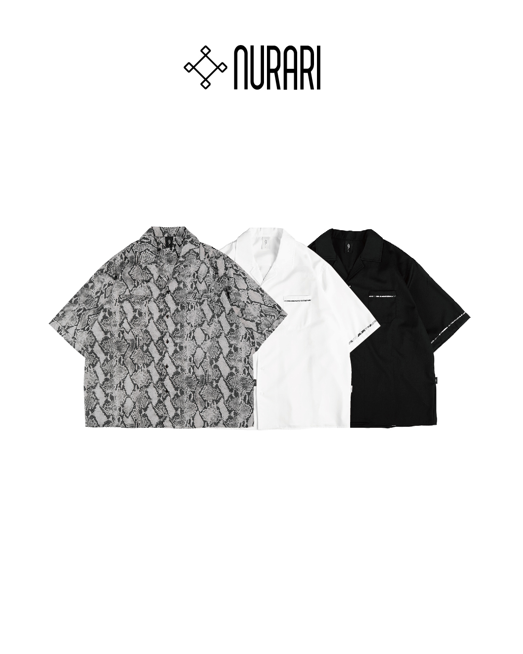 Nurari 蛇紋夏威夷短袖襯衫蛇紋/黑/白 25 S/S Em. Snakeskin Hawaiian shirt