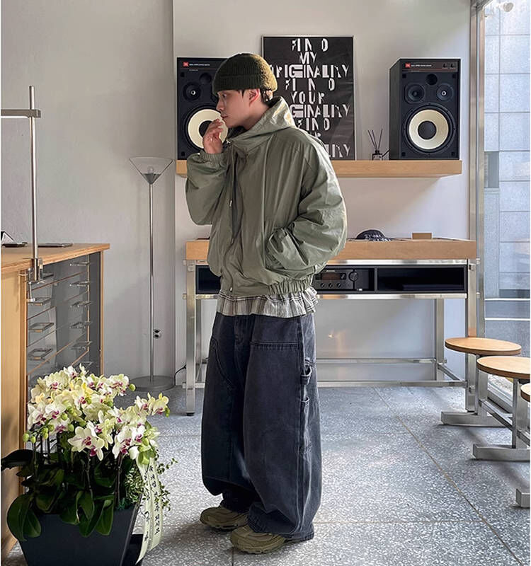 日系復古特殊口袋剪裁寬褲