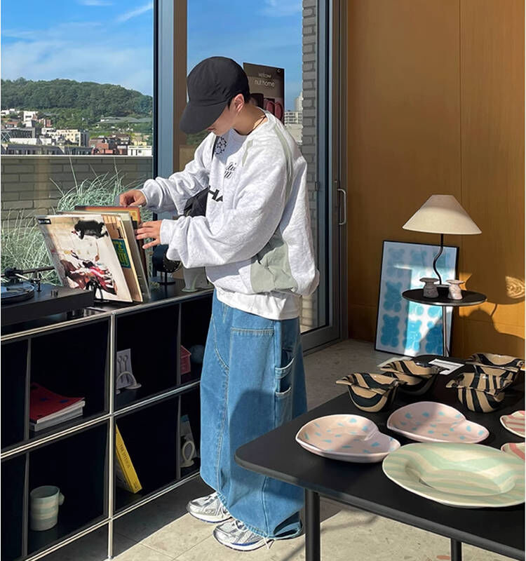 日系復古特殊口袋剪裁寬褲