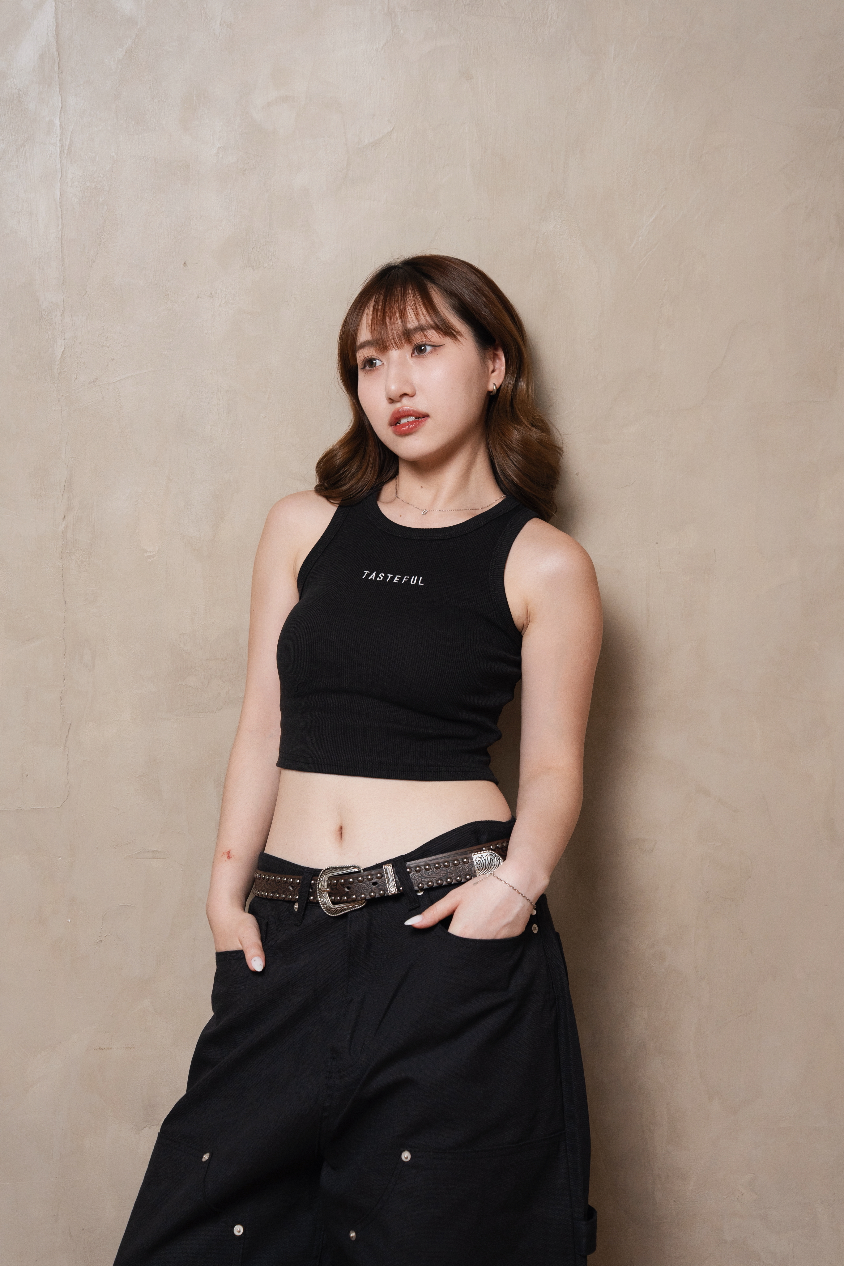 TASTEFUL 極簡辣妹 LOGO 刺繡 螺紋 #背心