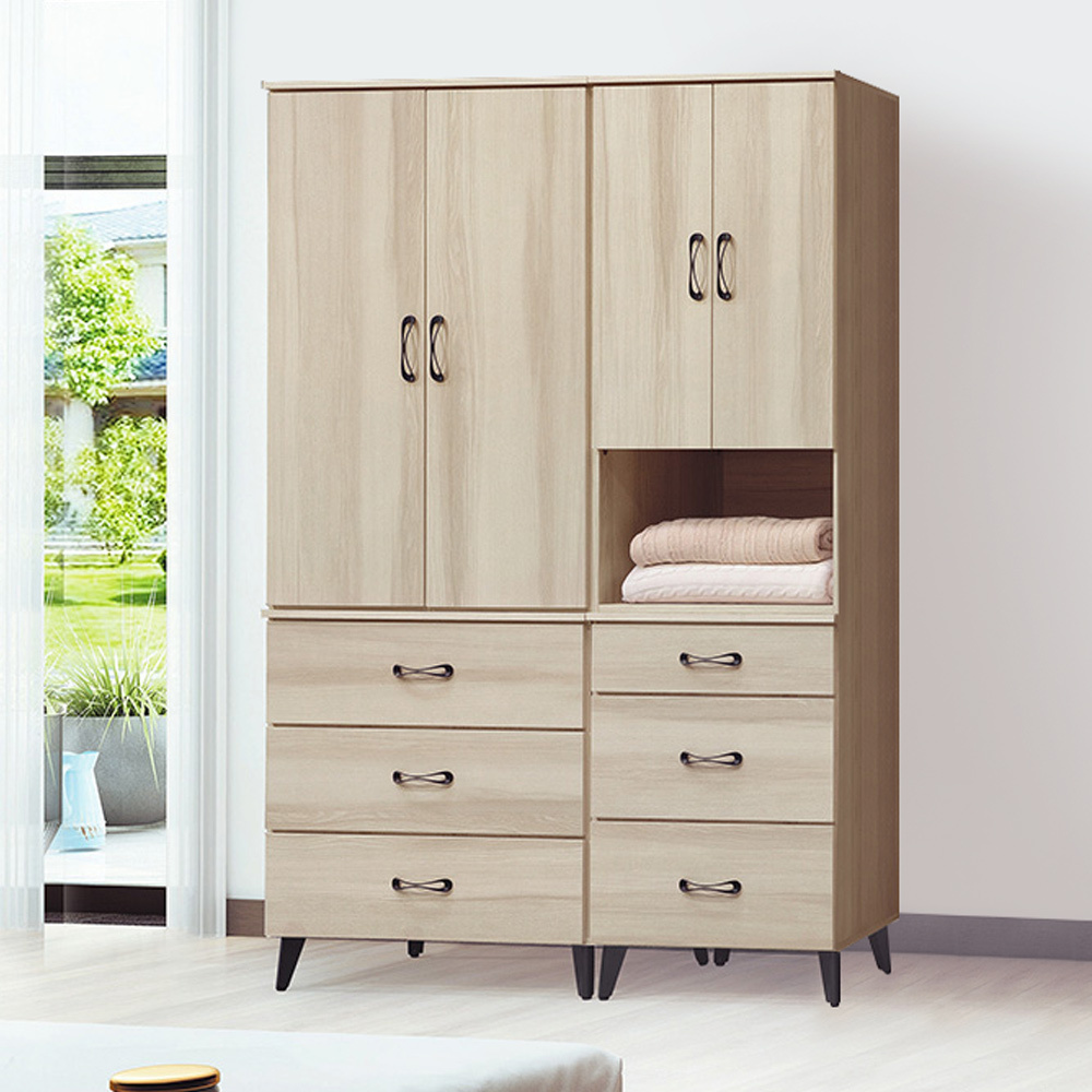 美娜4.7尺多功能收納衣櫃組合(單吊+二門三抽)