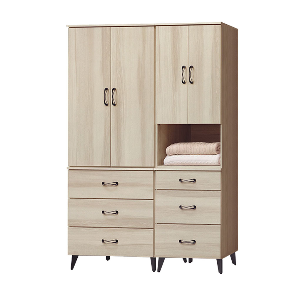 美娜4.7尺多功能收納衣櫃組合(單吊+二門三抽)