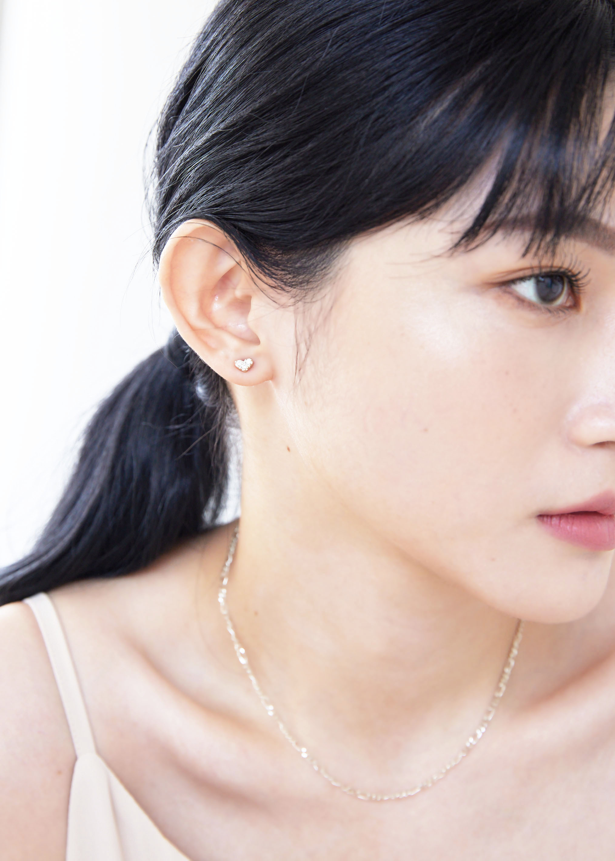 愛心小鑽純銀耳環-銀