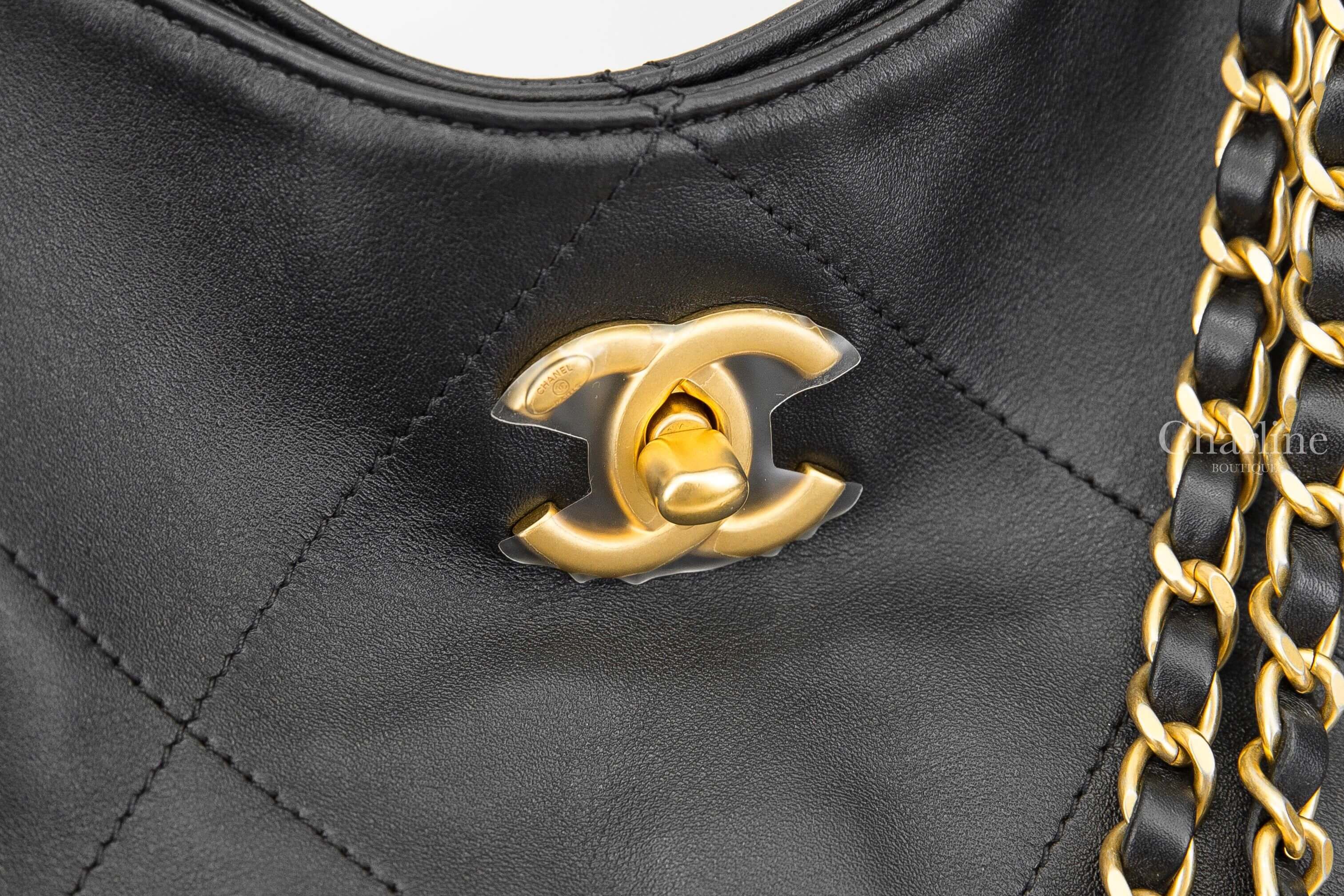 Chanel Shopping Bag 黑色金CC金鍊大型小牛皮大菱格紋扇形肩背托特包