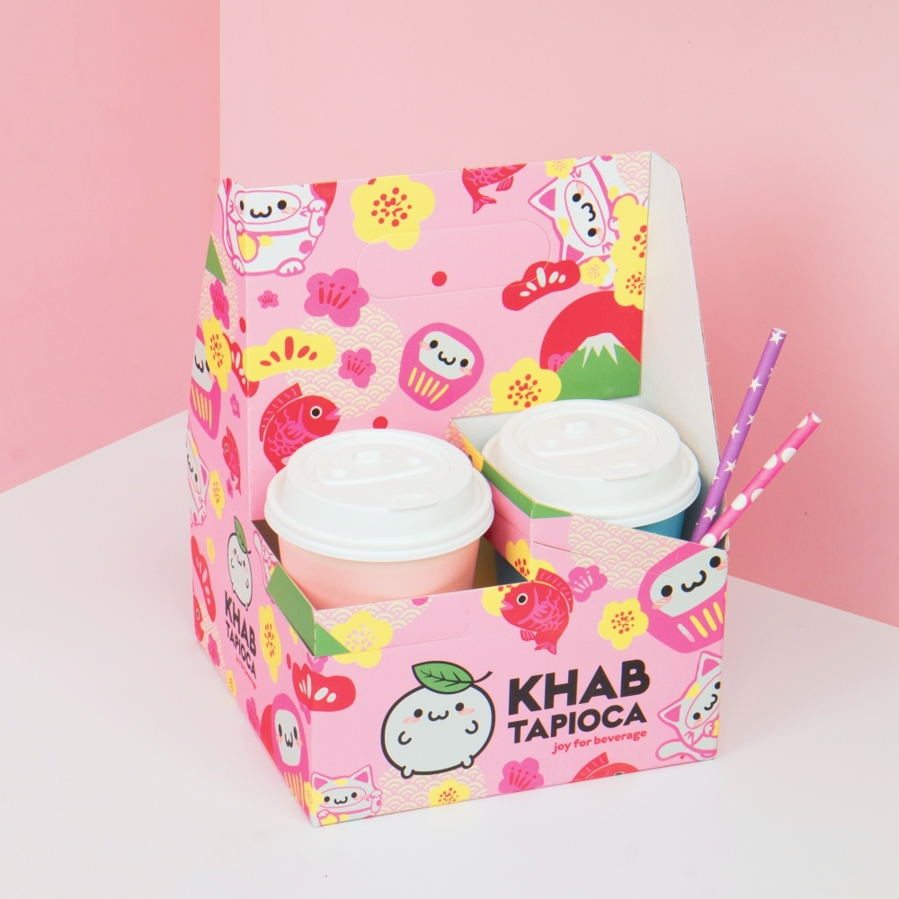 【少量訂製】瓦楞紙杯提盒-四杯