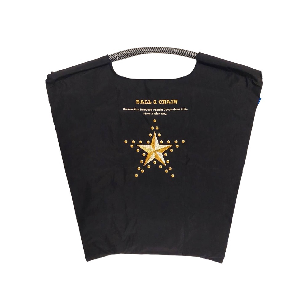 Ball＆Chain 刺繡環保購物袋 M號 - 黑 (30106101)