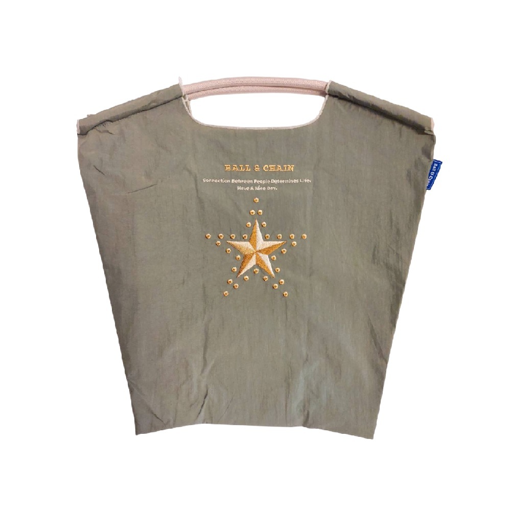 Ball＆Chain 刺繡環保購物袋 M號 - 灰 (30106182)