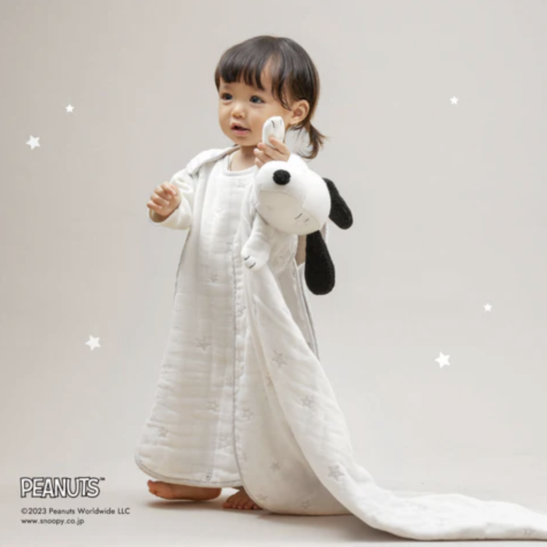 日本製 10Mois x Snoopy 六重紗防踢睡袋-嬰童
