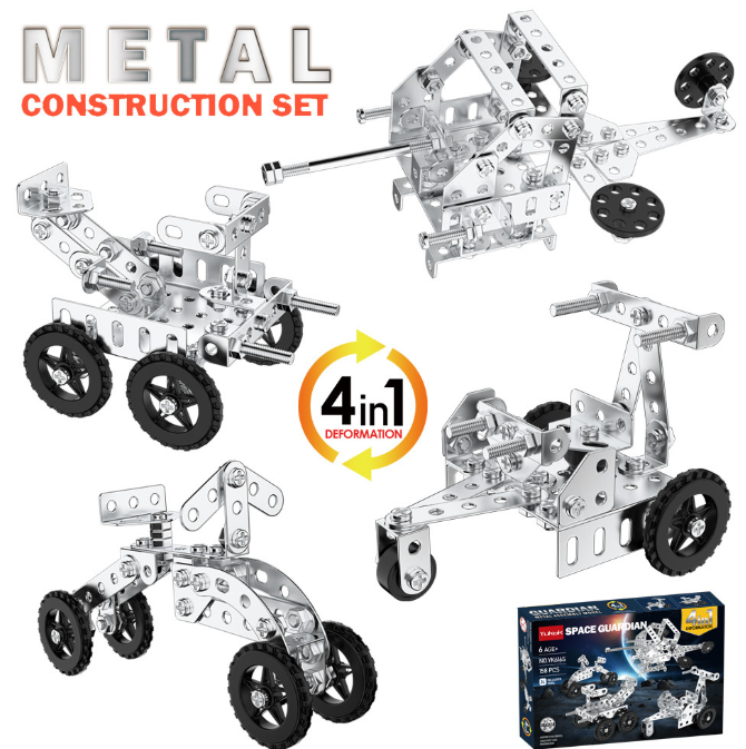 清货 金属拼装玩具3d立体创意组装概念车（4 in 1)