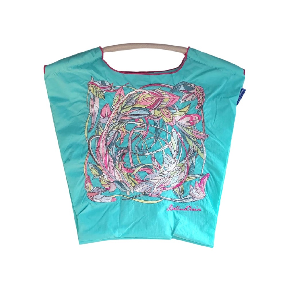 Ball＆Chain 刺繡環保購物袋 M號 - 天藍 (30106436)