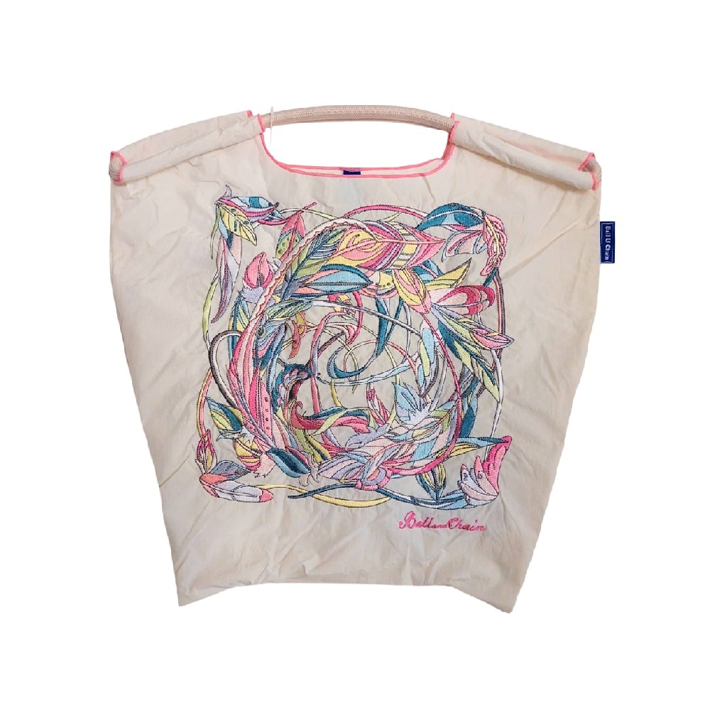 Ball＆Chain 刺繡環保購物袋 M號 - 米白 (30106422)