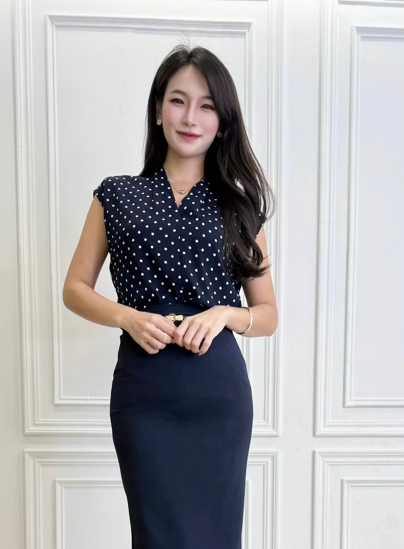 (JS)透涼點點上衣