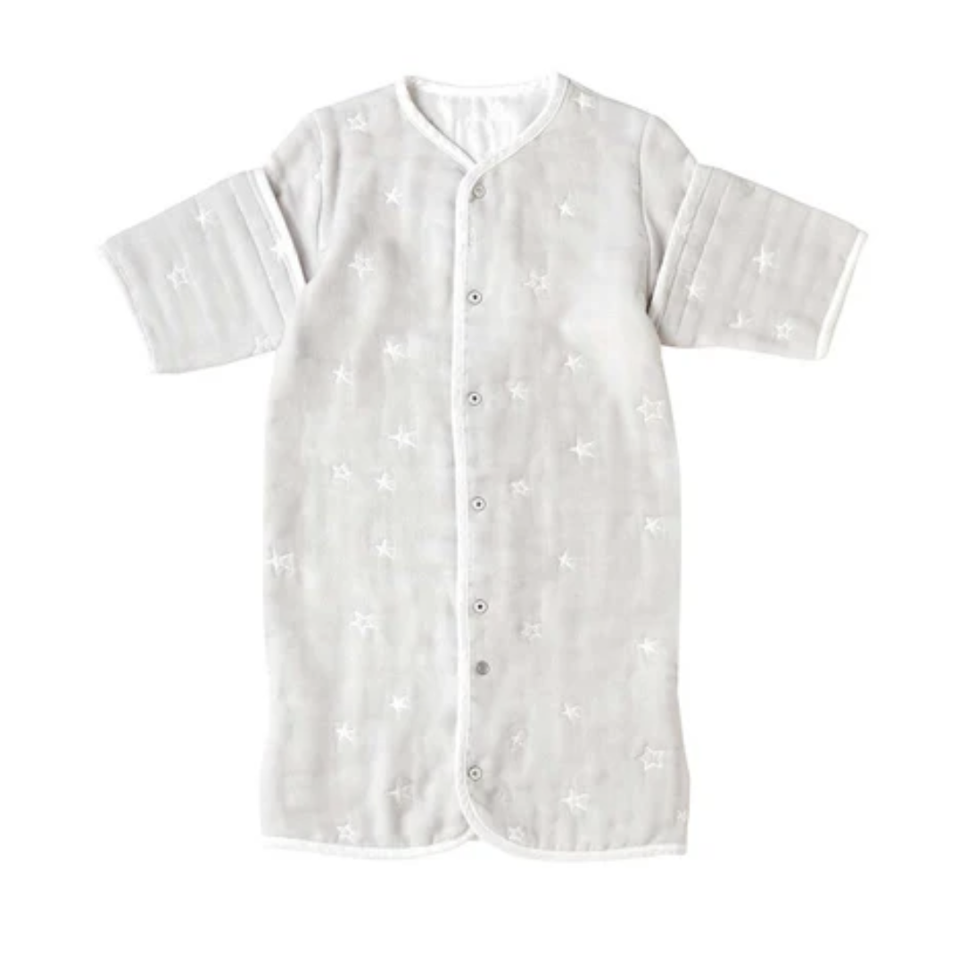 日本製 10Mois 六層紗多功能6way睡袍-淺灰色