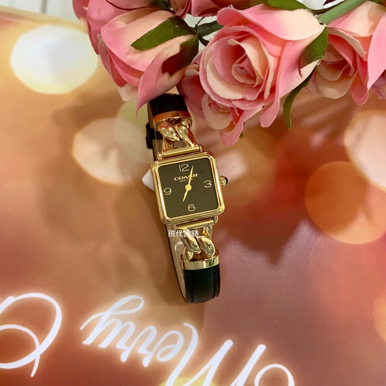 【COACH】都會編織皮帶方形女錶CO14504557  22mm 現代鐘錶