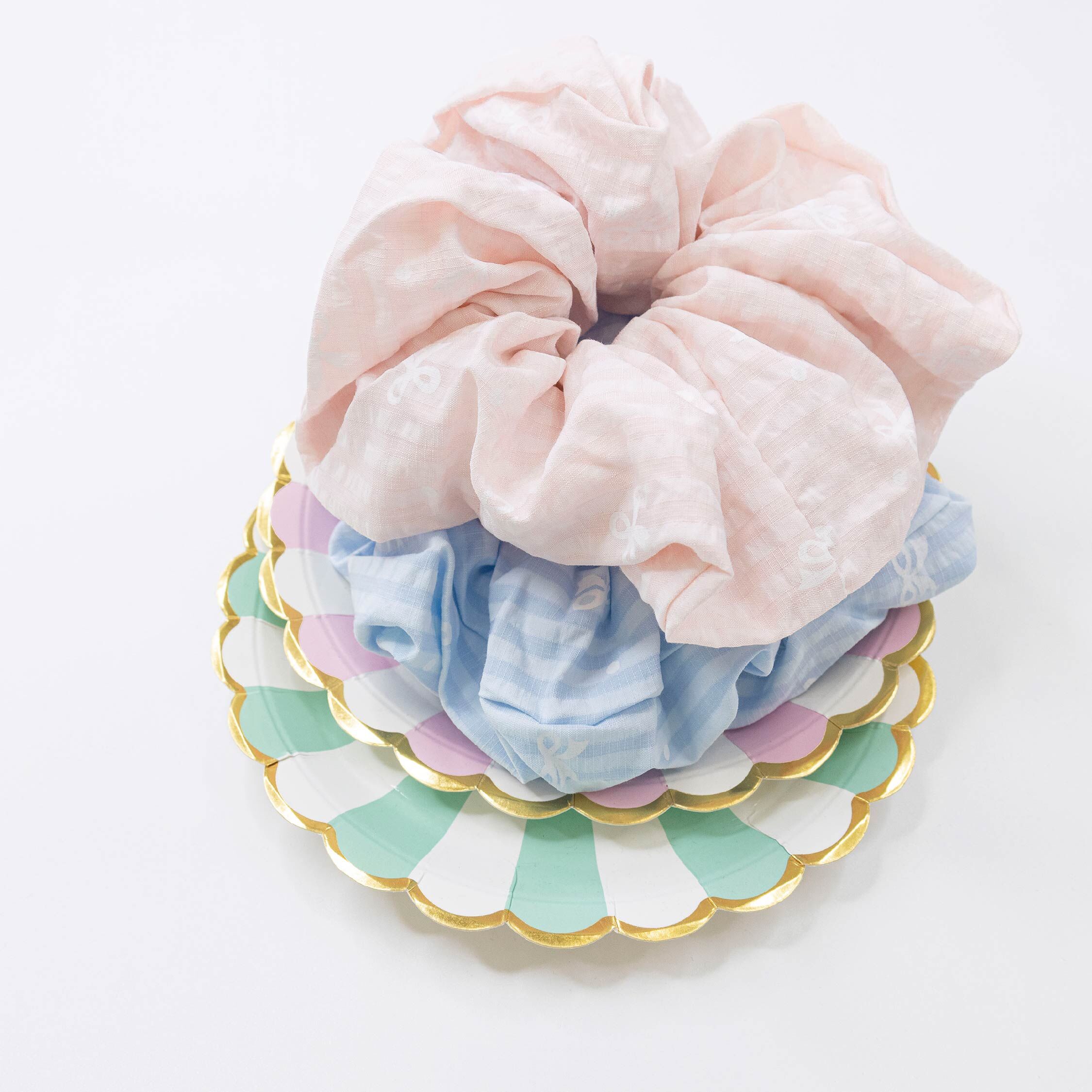 【AC46】條紋蝴蝶結泡芙髮圈＊兩色