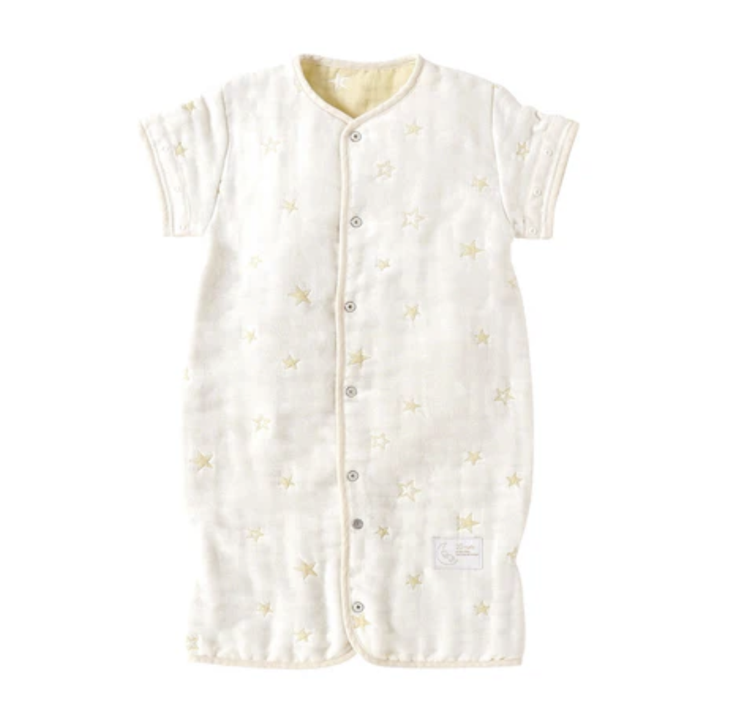 日本製 10Mois 六層紗多功能6way睡袍-黃色星星款