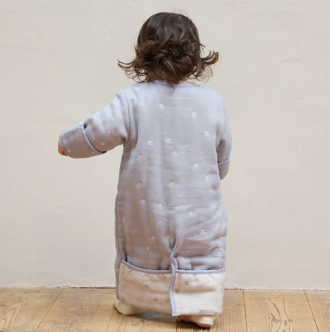 日本製 10Mois 六層紗多功能6way睡袍-嬰童版 0-3歲 淺藍色