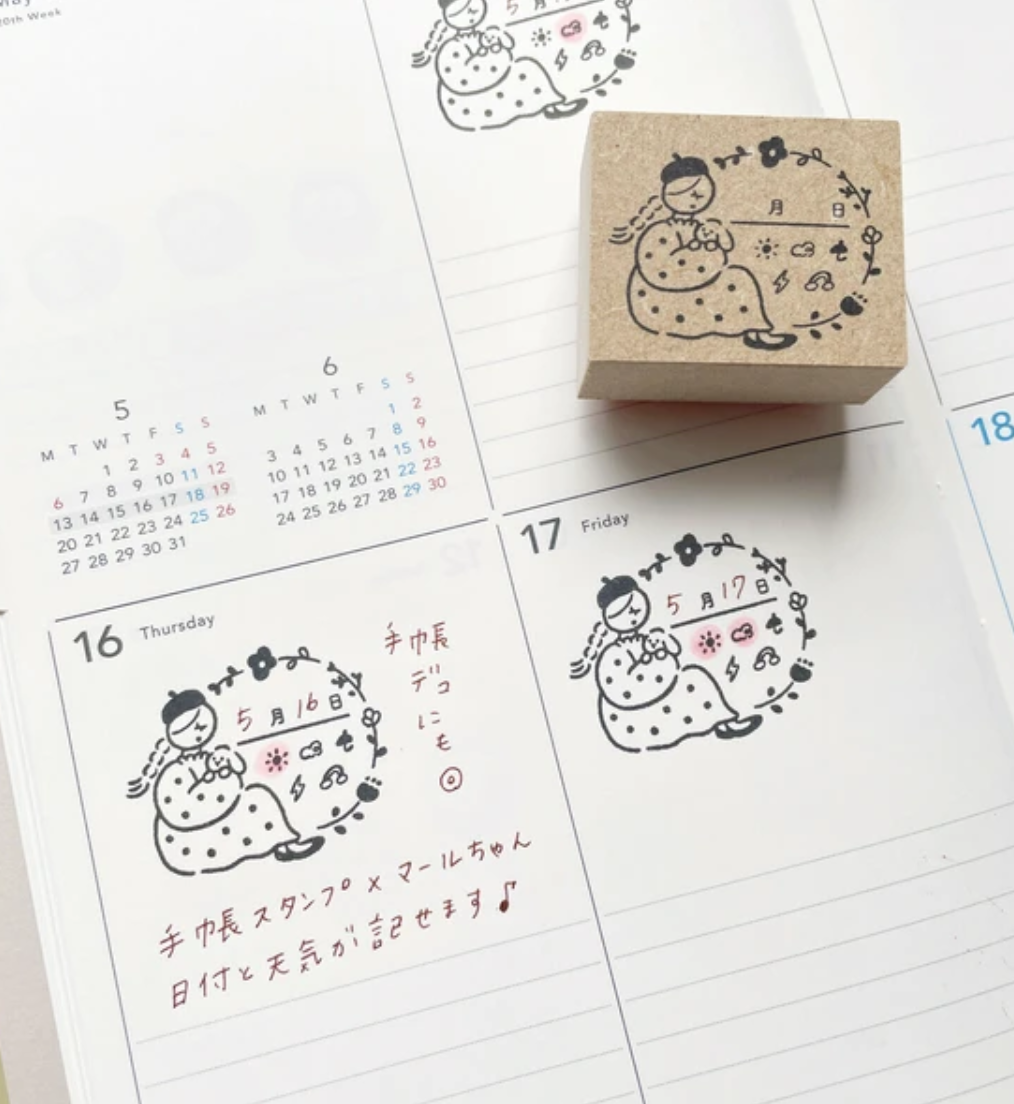 『Ｍarche』手帳日期天氣花筐插圖印章