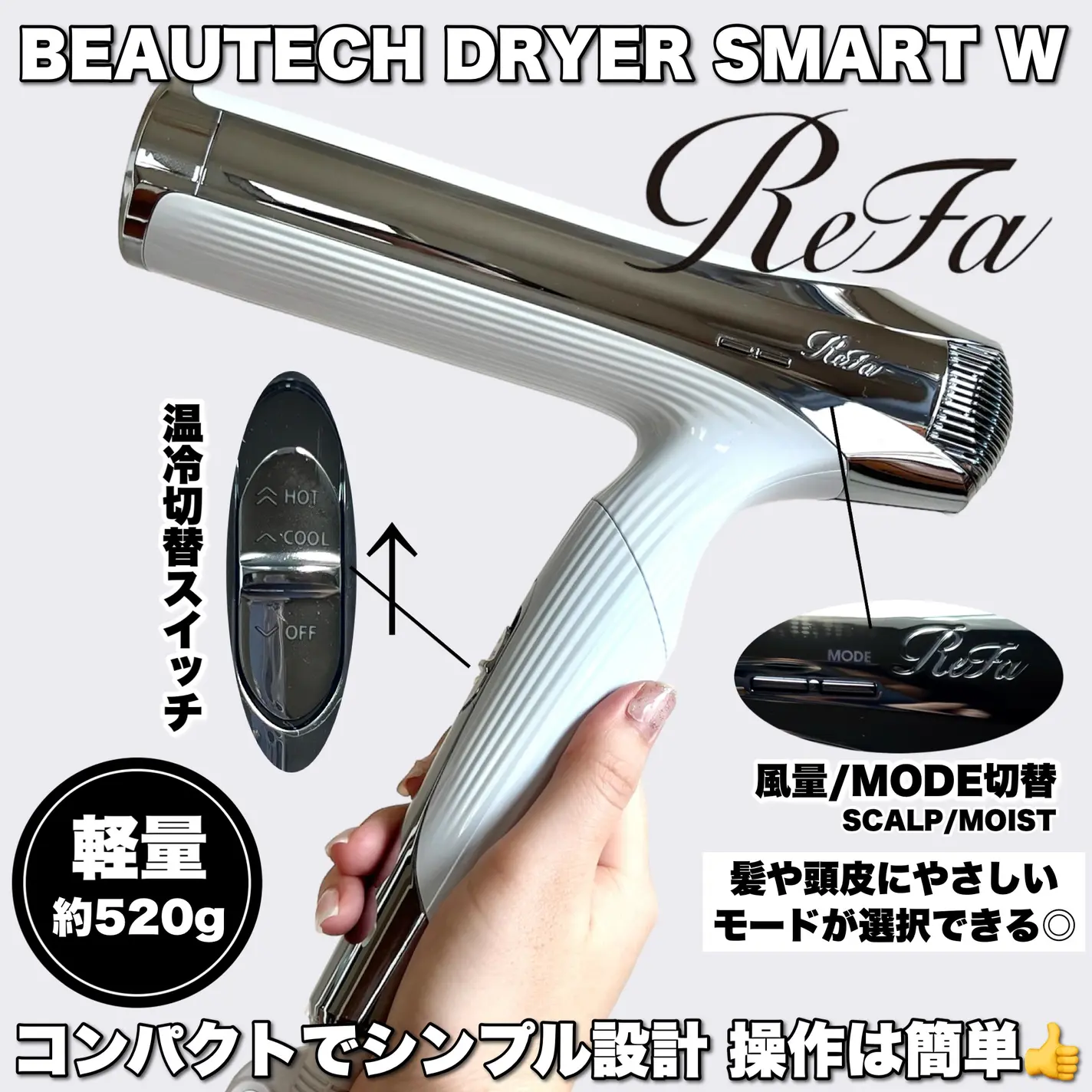 ReFa BEAUTECH DRYER SMART W 可折疊智慧型風筒(海外兼用)