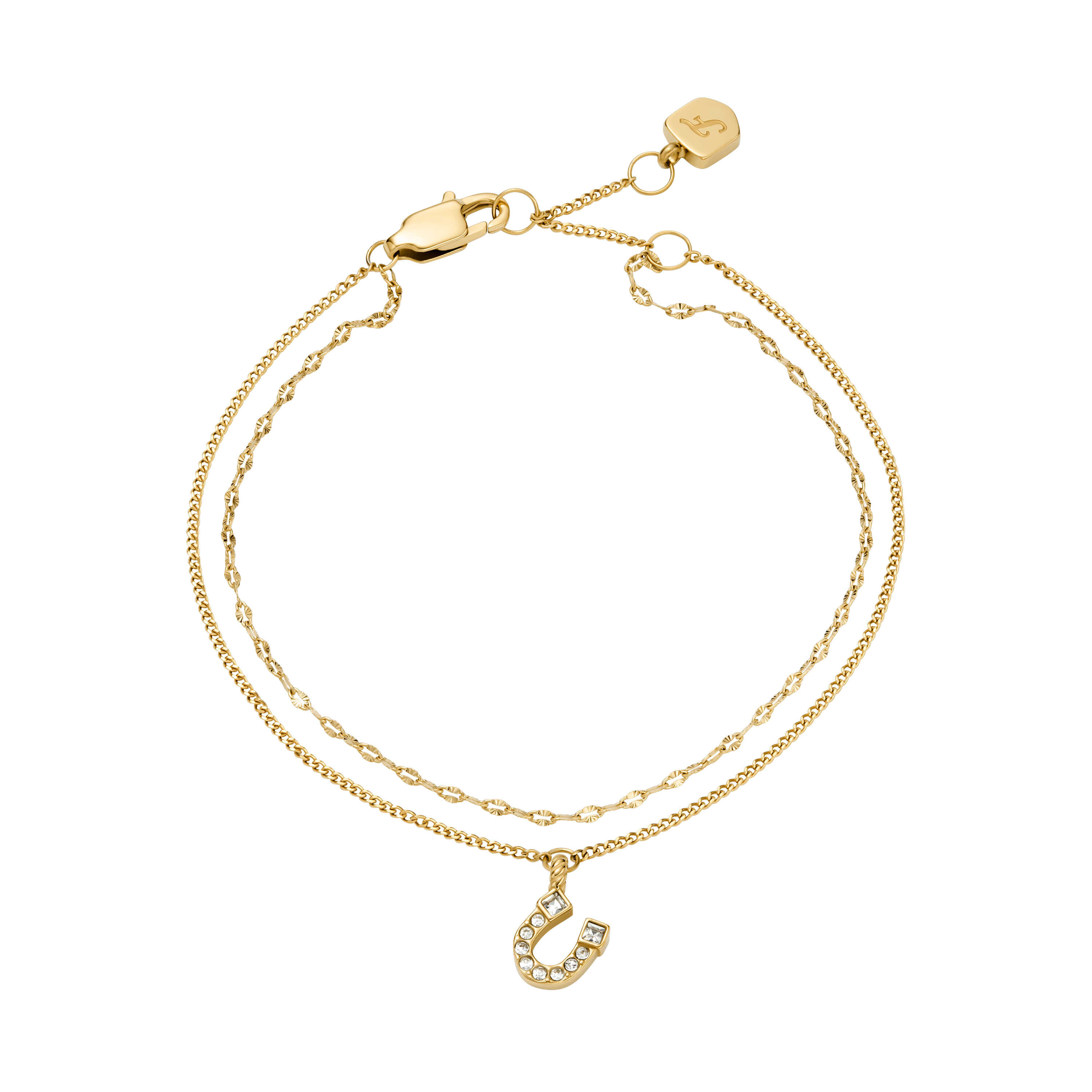 Sutton 馬蹄不鏽鋼雙層手鍊-金色 JF04907710