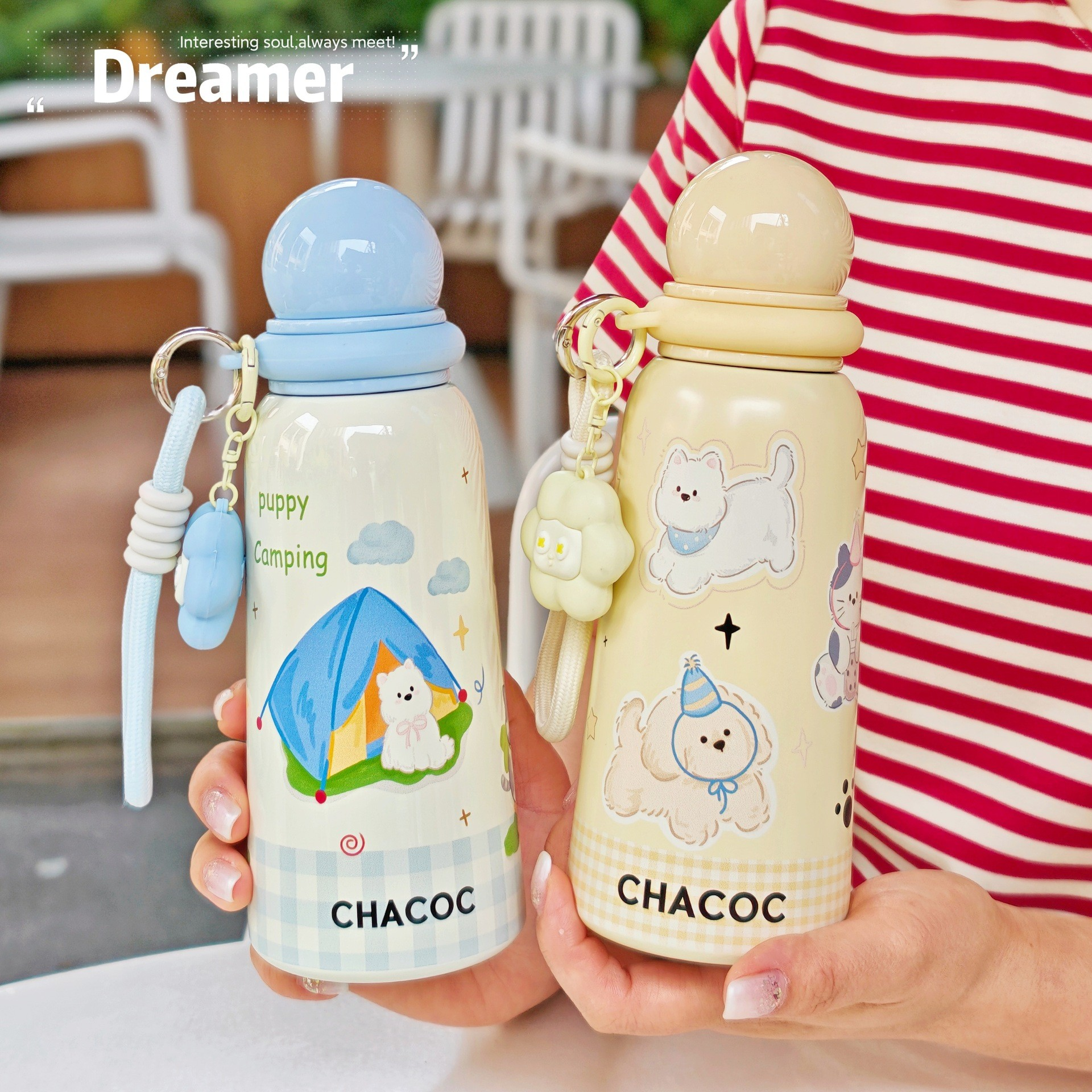 400ML Cute Cream Dog 316 Stainless Steel Thermal Flask