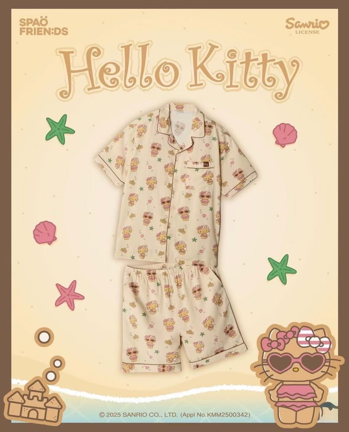 現貨 韓國代購 SPAO x Hello Kitty 黑皮 凱蒂貓 夏季 涼感 睡衣 套裝組