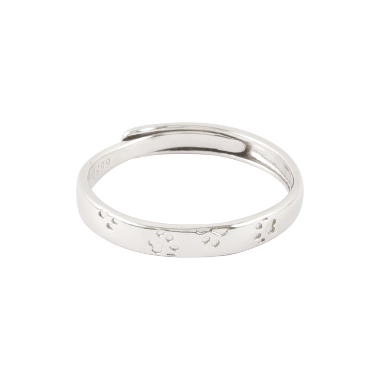 純銀對戒，情侶戒指 戀之貓足；低調霧感留痕 步伐間的溫柔印記（4108男款）