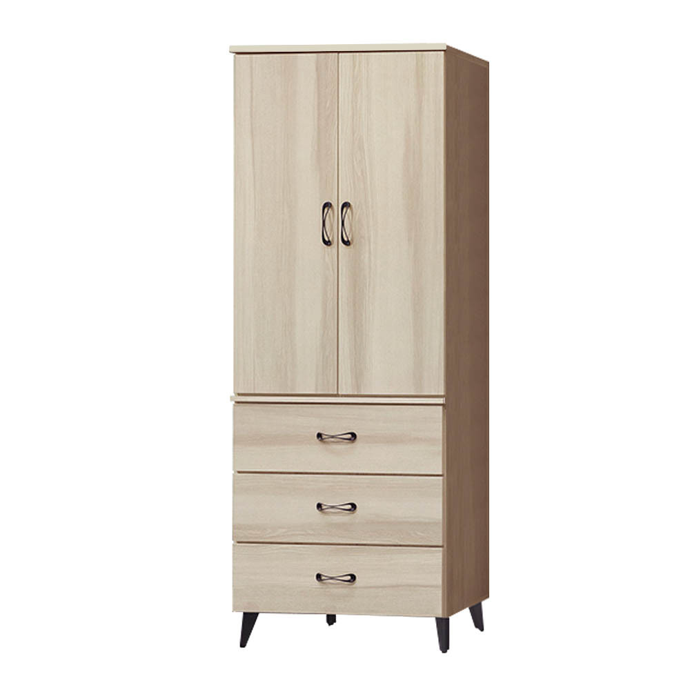 美娜2.7尺二門三抽衣櫃(單吊桿)