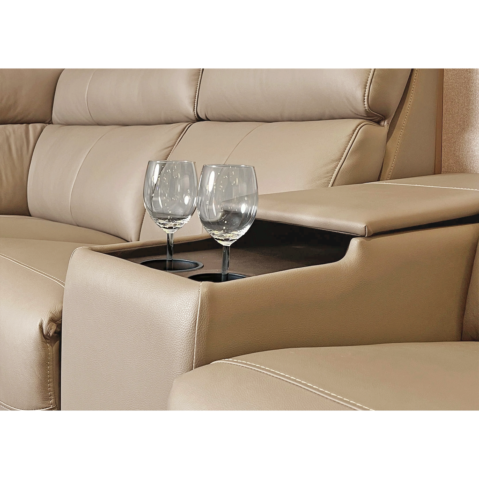 Dallas  L 型手動牛皮沙發 - 奶茶褐〔SF9550〕