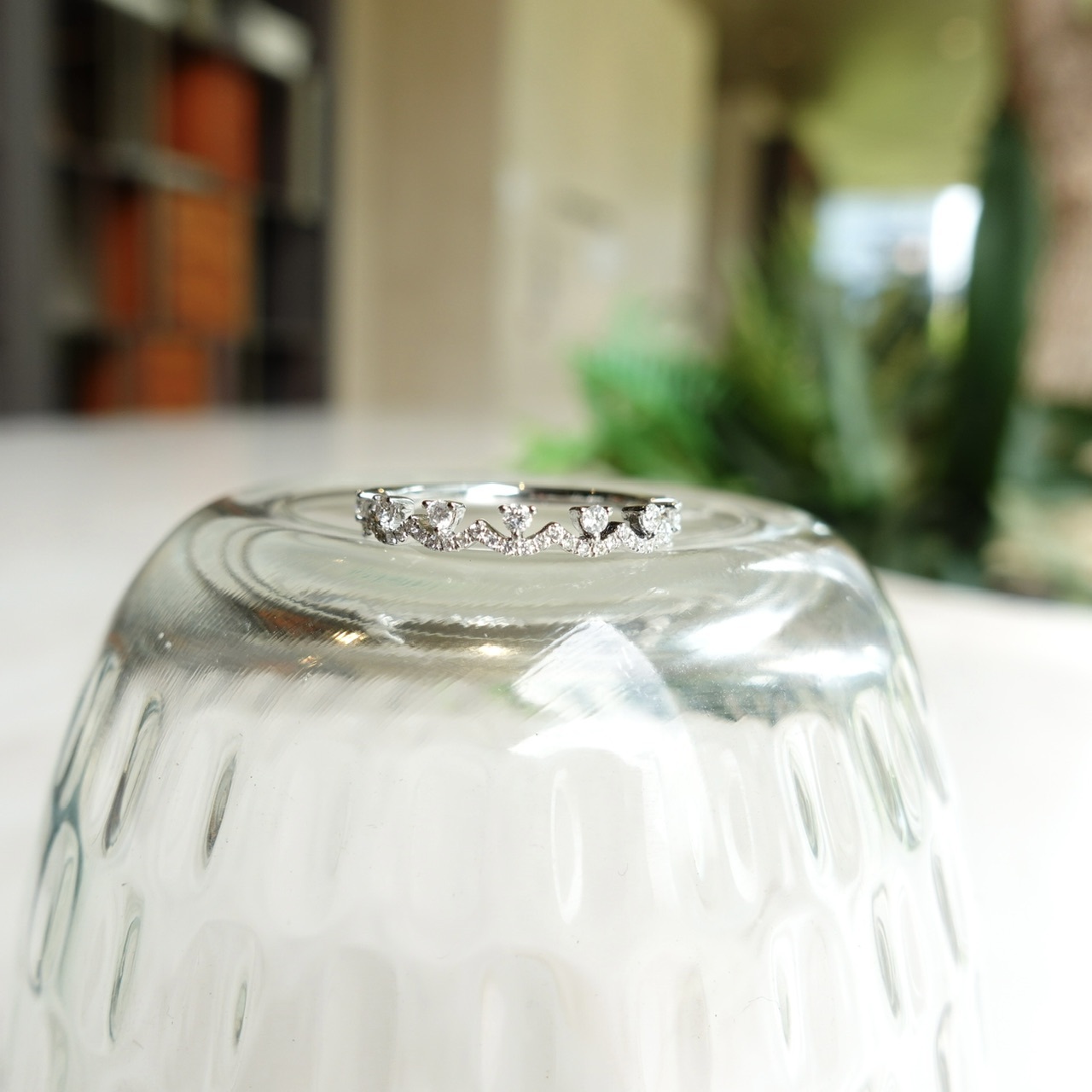 疊戴神器-18K金鑽石蕾絲線戒